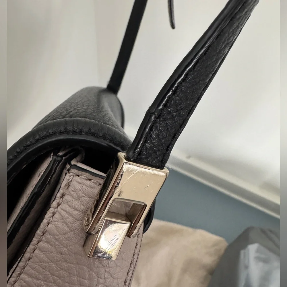 Kate Spade Black Beige Cream Dual Color Oliver Street Lily Leather Crossbody Bag